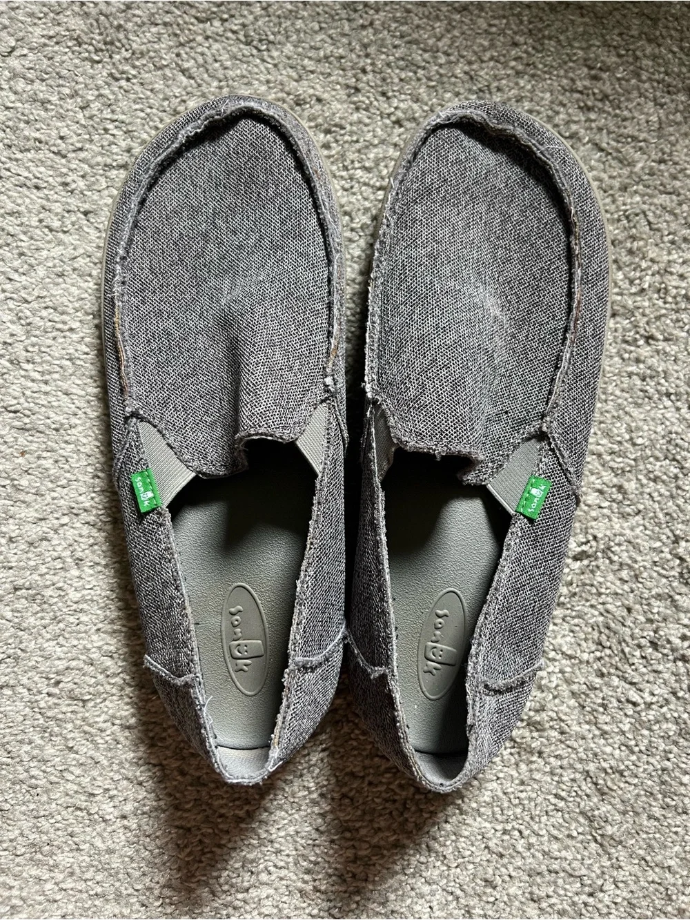Sanuk Men’s Charcoal Grey Canvas Slip-On Loafers